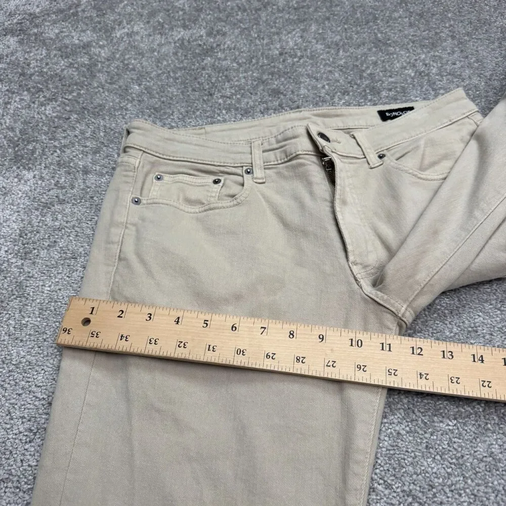 Bonobos Slim Fit Denim Jeans Mens 34x32 Khaki Beige Straight Leg Stretch Cotton